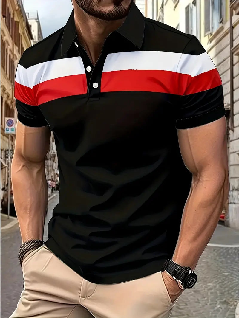 Alexander – chemise décontractée à manches courtes pour homme avec motif color block