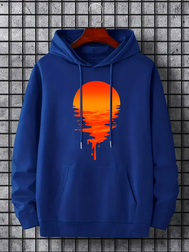 Robert - Sweat à capuche imprimé coucher de soleil pour homme