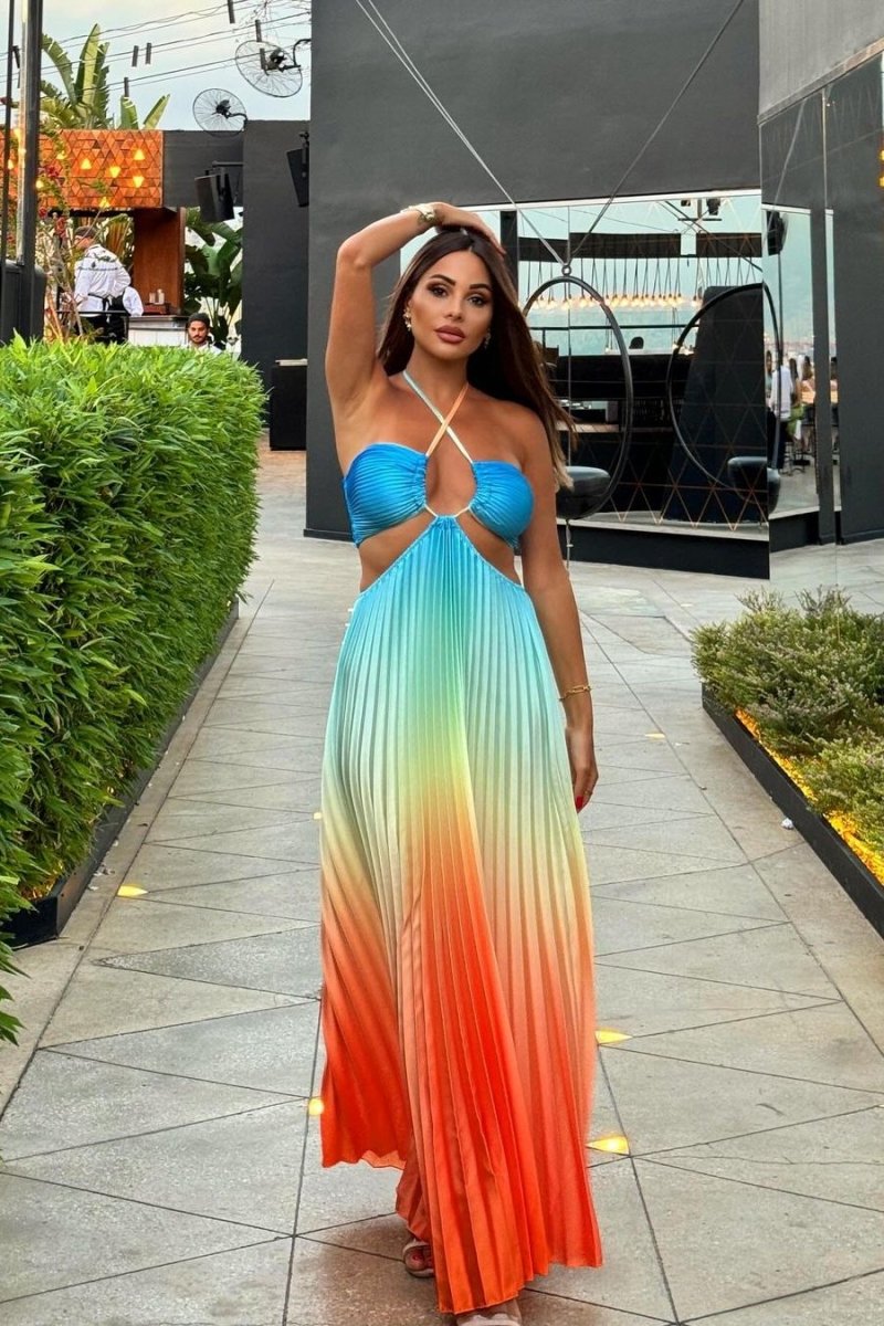Belle – Plissiertes Maxikleid mit Farbverlauf