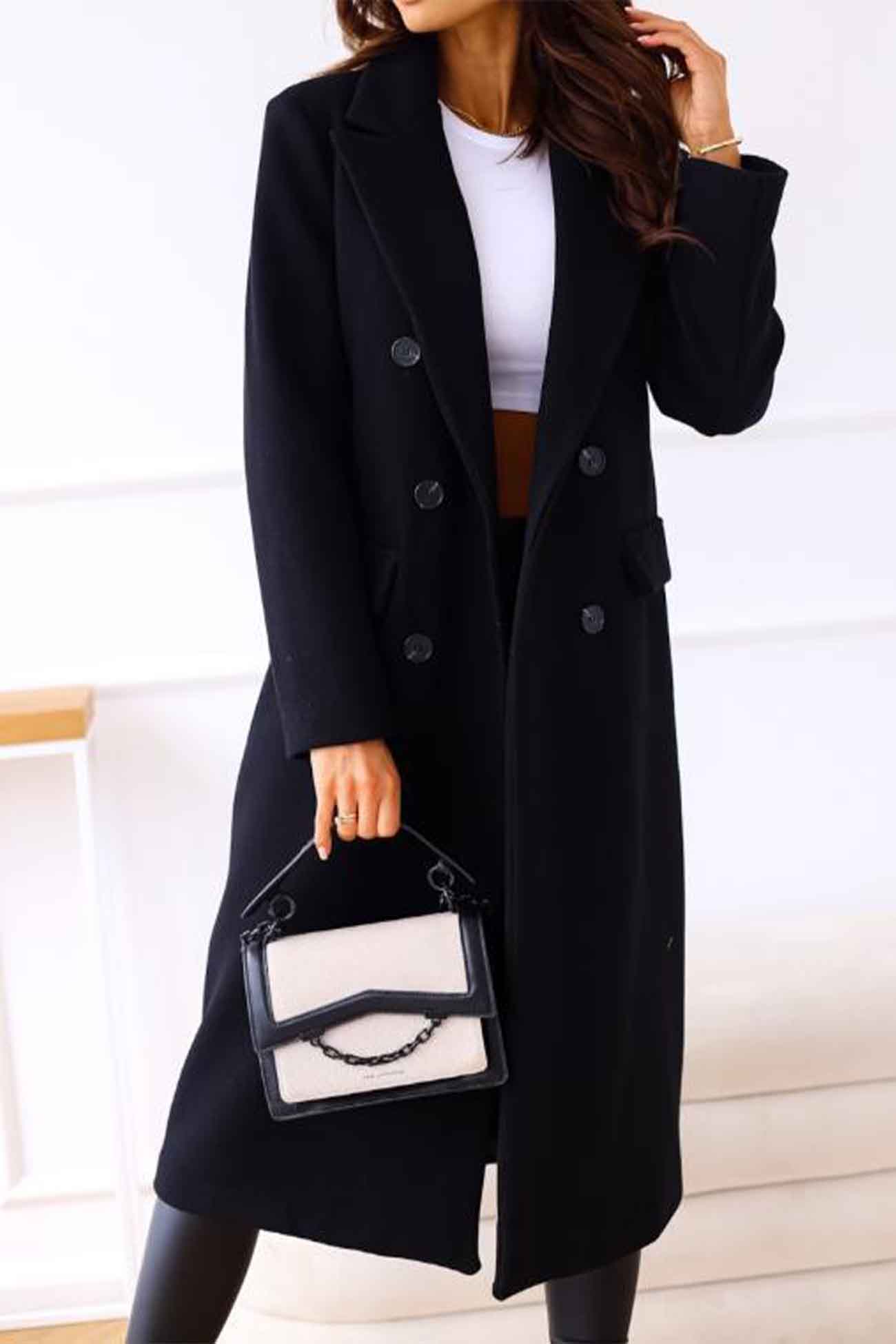 Wivor | Manteau croisé avec col à revers – style élégant pour les journées fraîches