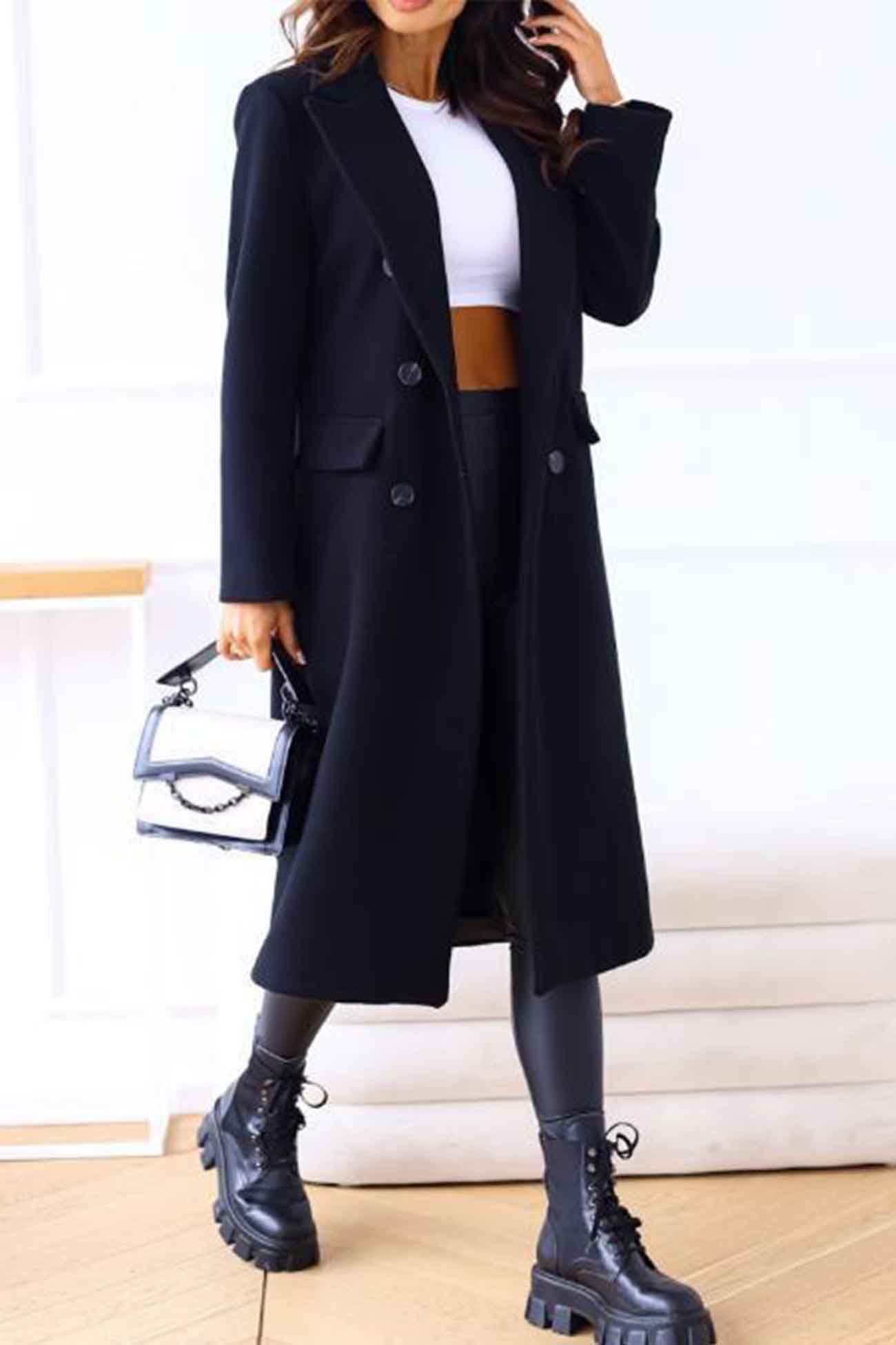 Wivor | Manteau croisé avec col à revers – style élégant pour les journées fraîches