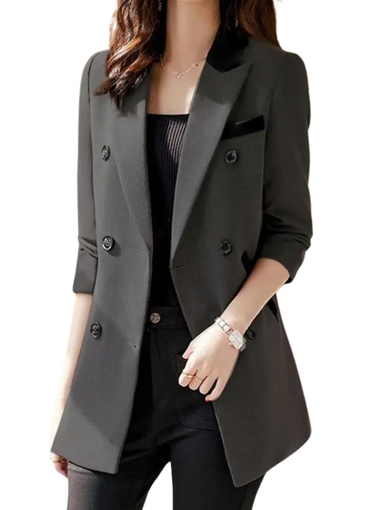 Damen Blazer mit Doppelknopf-Schal-Kragen