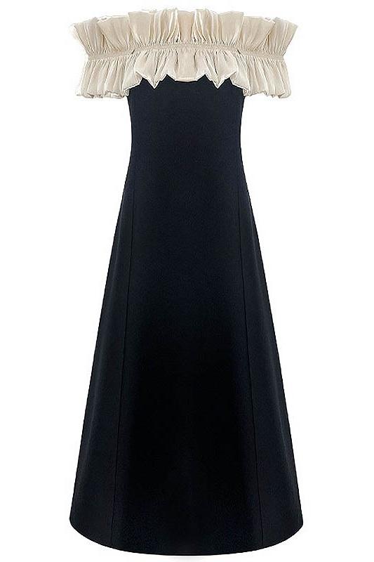 Bonnie – Schulterfreies Maxikleid mit Rüschen