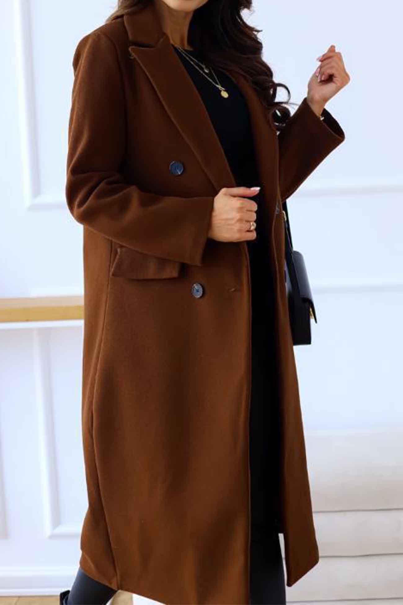 Wivor | Manteau croisé avec col à revers – style élégant pour les journées fraîches