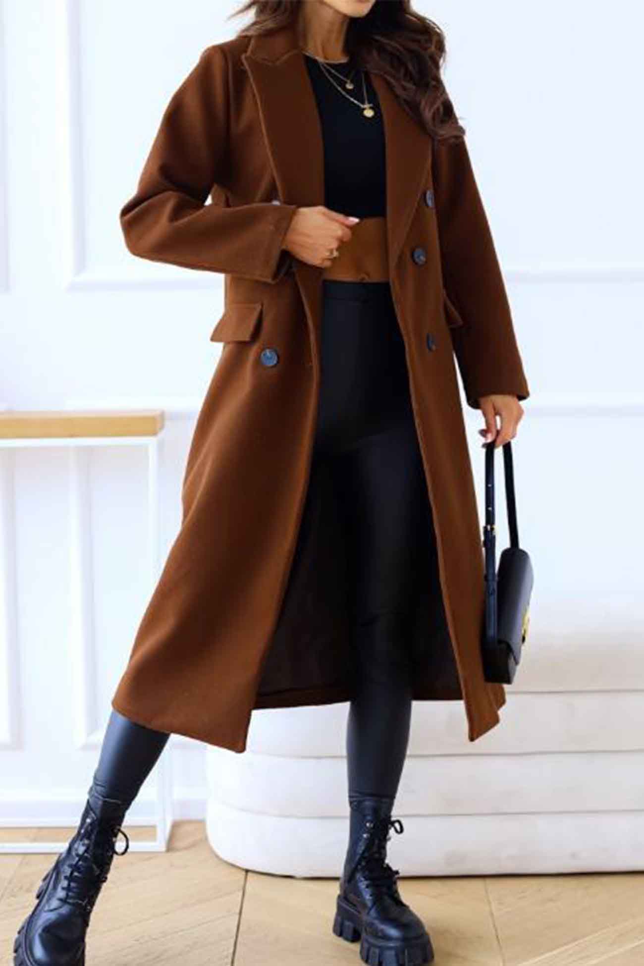 Wivor | Manteau croisé avec col à revers – style élégant pour les journées fraîches