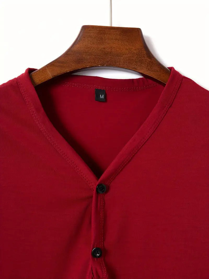 Liban – solides, lässiges t-shirt mit v-ausschnitt für herren