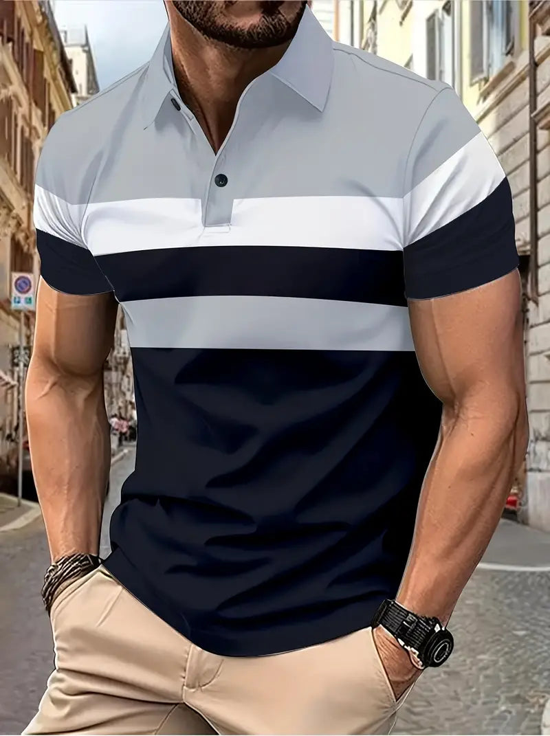 Alexander – chemise décontractée à manches courtes pour homme avec motif color block