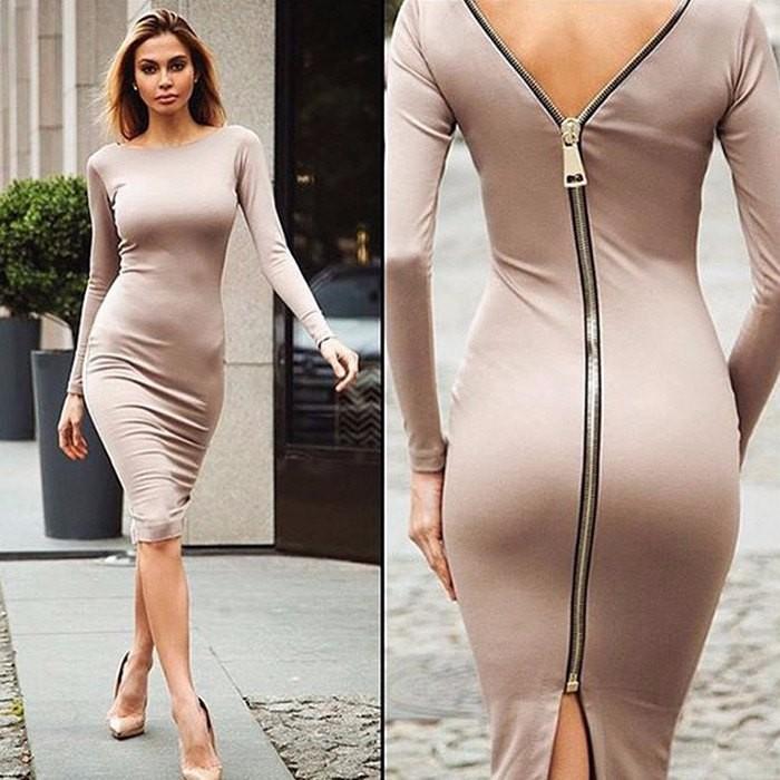 Tracie - Langärmeliges Bleistiftkleid mit Rückenreißverschluss
