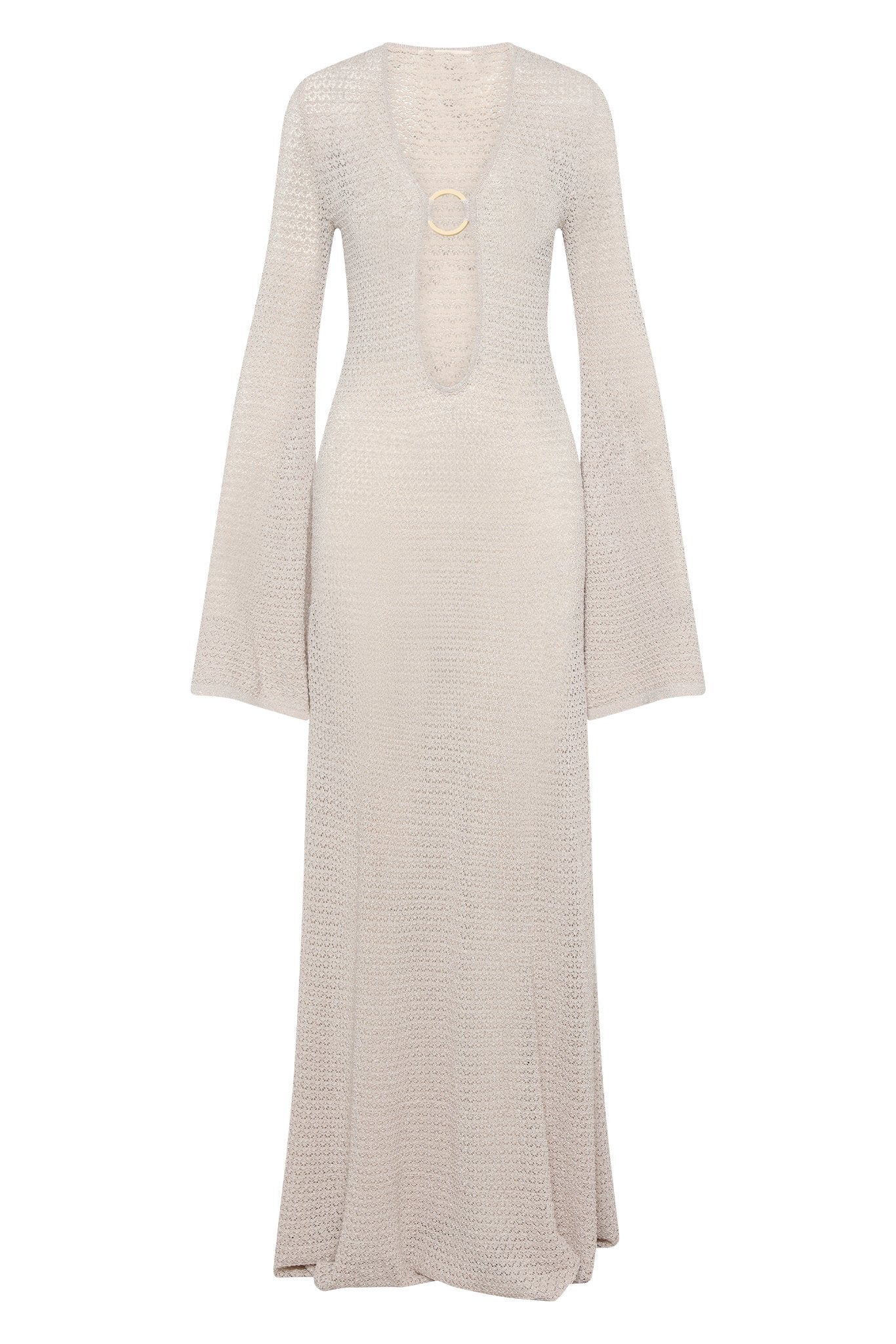 Chaya Maxikleid aus Häkelstrick mit V-Ausschnitt