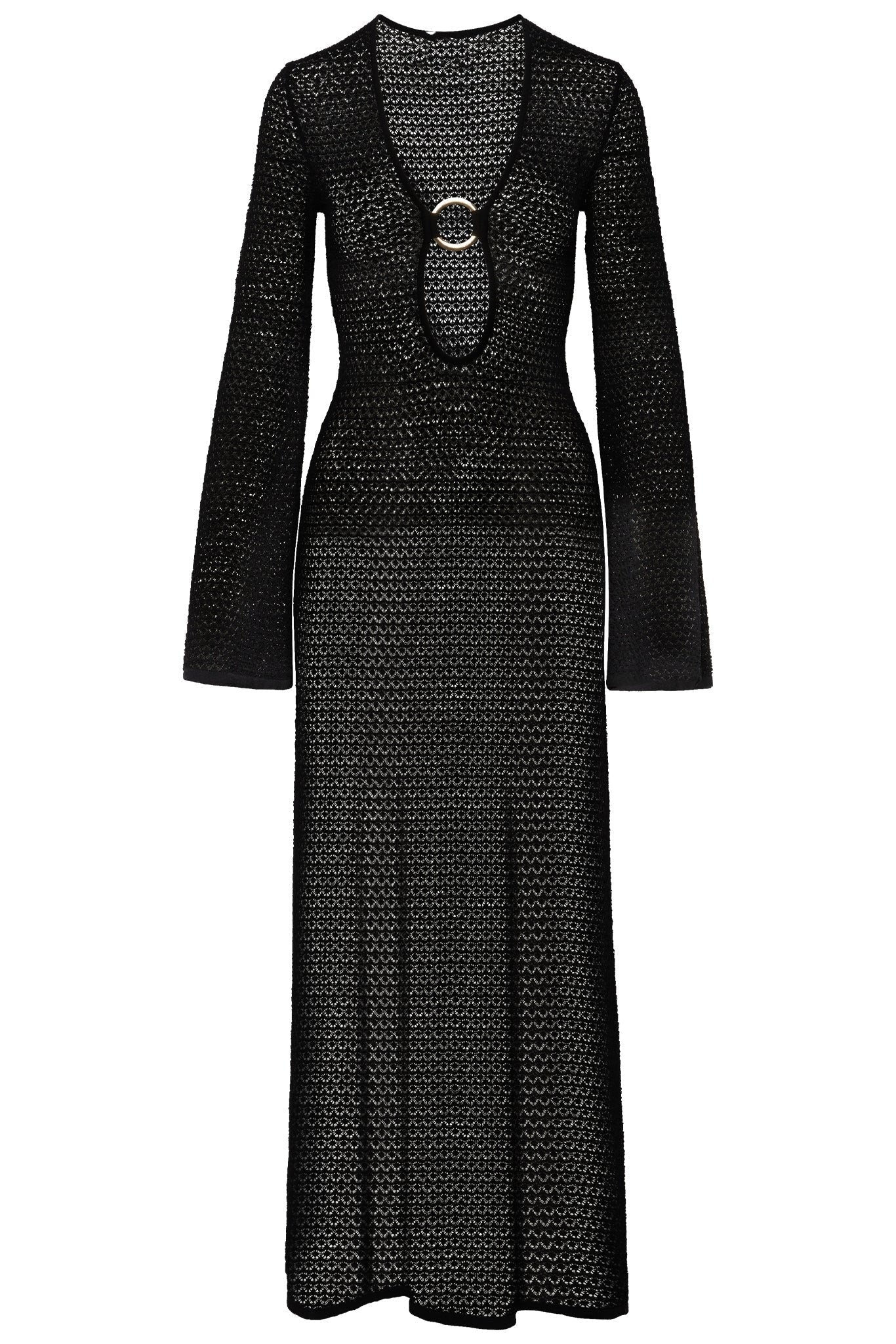 Chaya Maxikleid aus Häkelstrick mit V-Ausschnitt