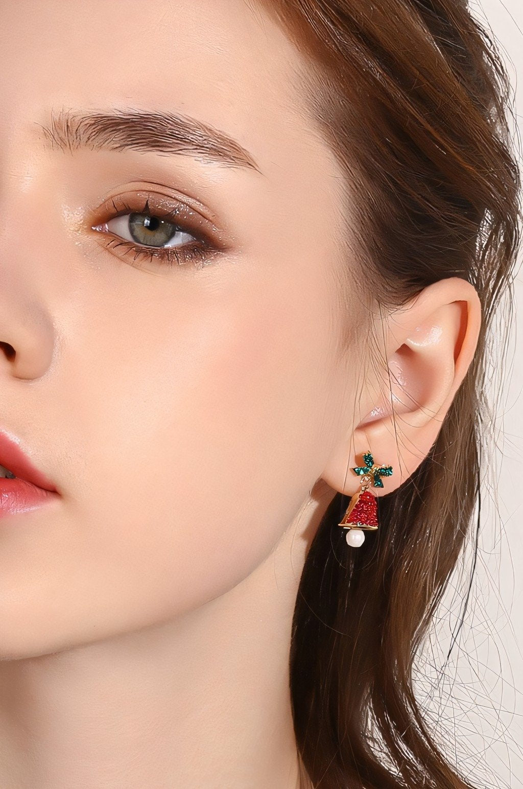 Boucles d'oreilles avec nœud et cloches de Noël
