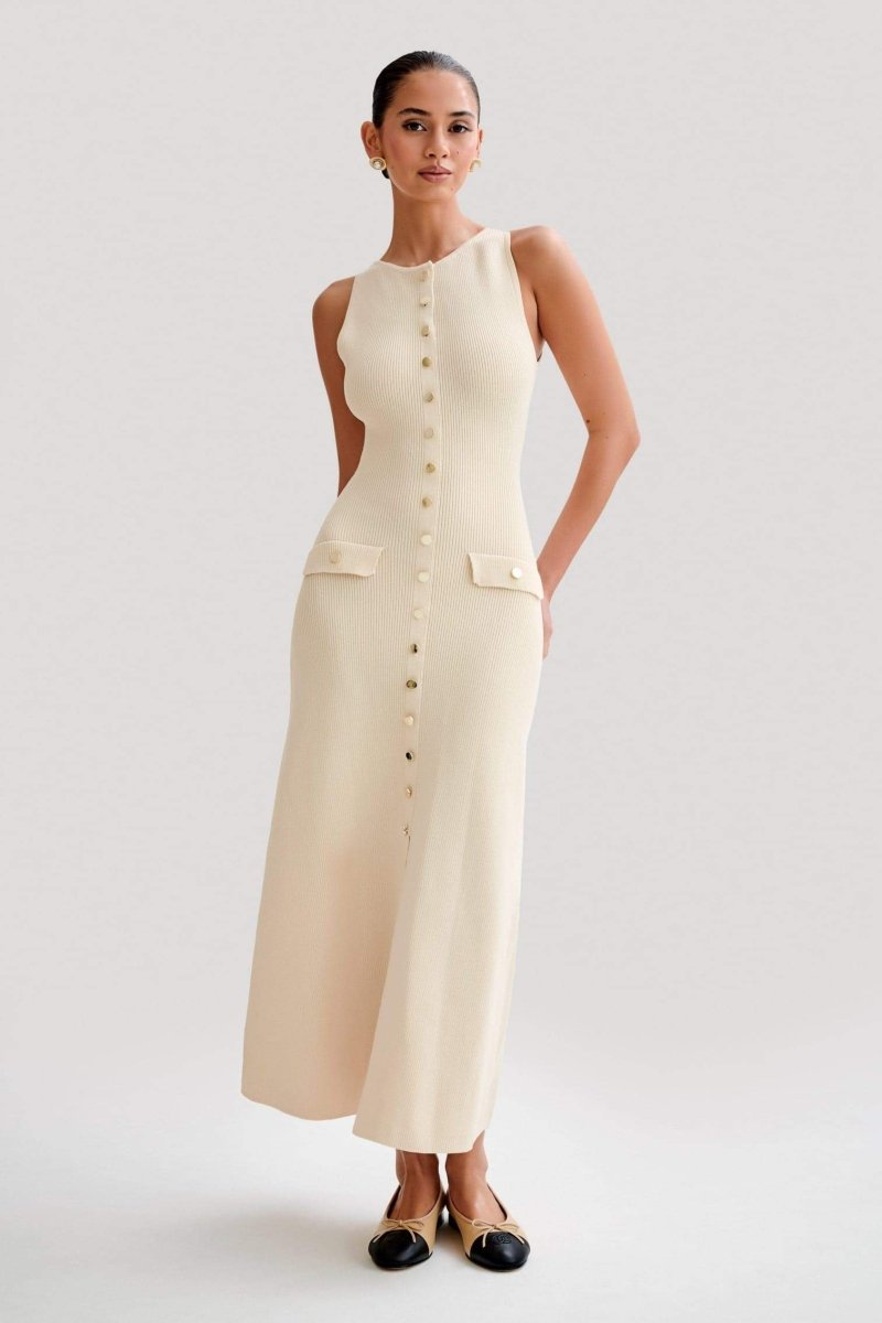 Claire ärmelloses Maxi-Strickkleid
