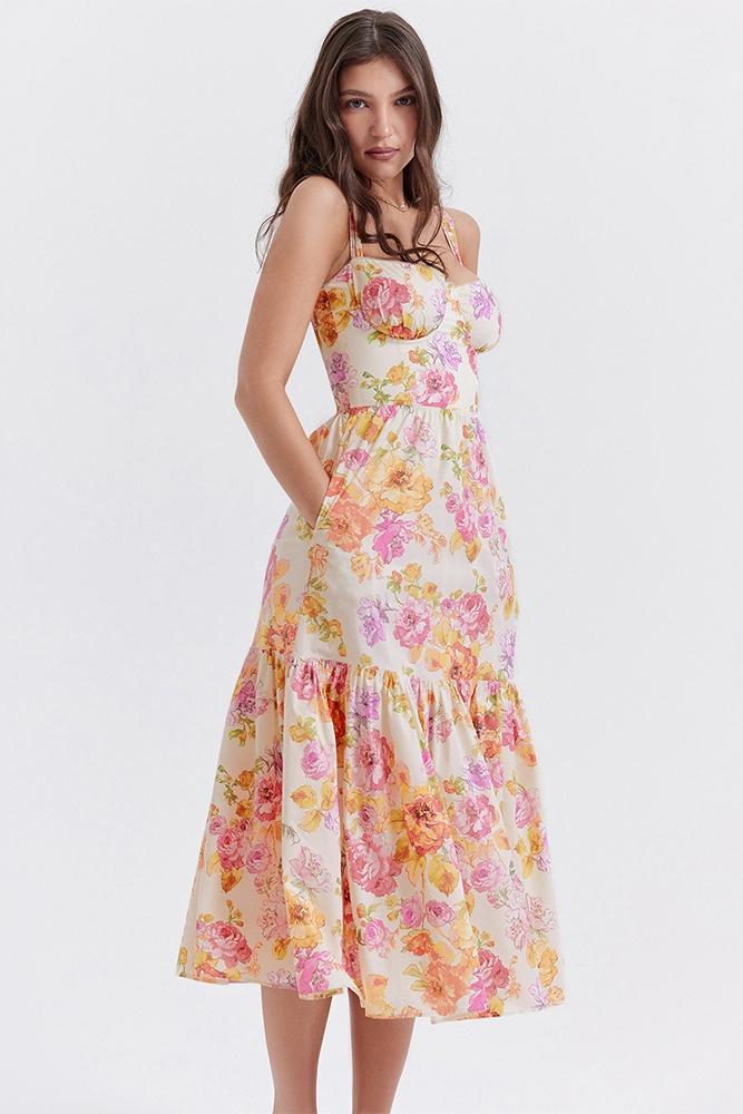 Ausgestelltes Midikleid „Cottie“ mit Print