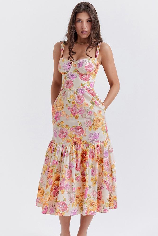 Ausgestelltes Midikleid „Cottie“ mit Print