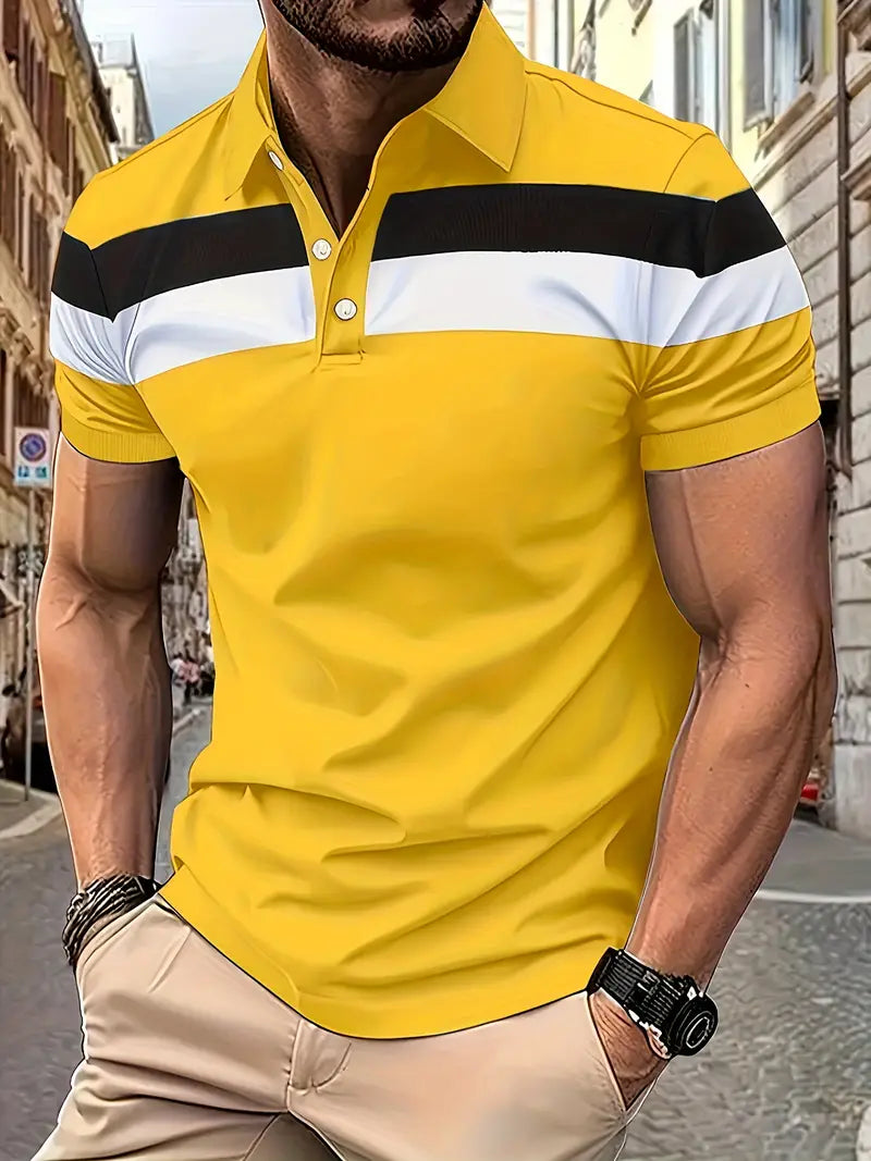 Alexander – chemise décontractée à manches courtes pour homme avec motif color block