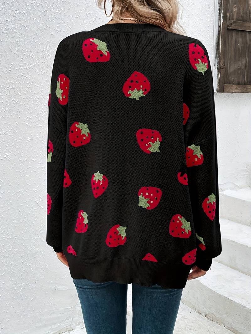 Liora – élégant cardigan fraise ouvert sur le devant pour le printemps