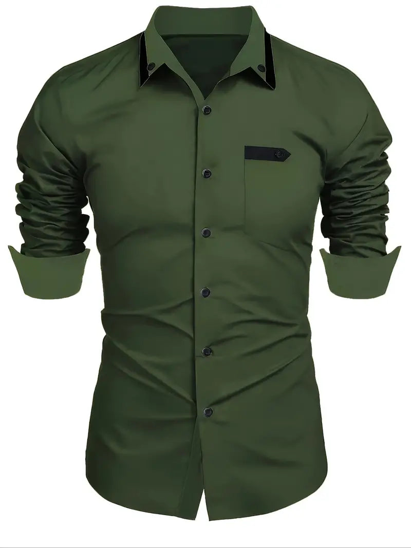 Andrew – chemise à manches longues color-block pour homme