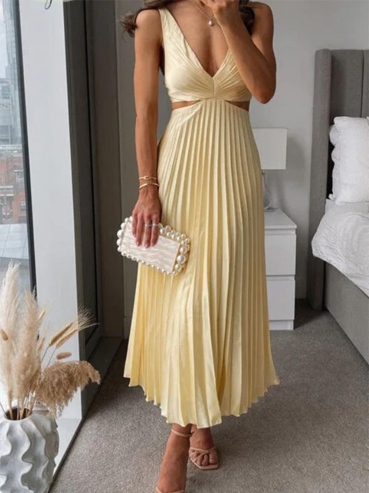 Julieta - Robe longue plissée avec décolleté