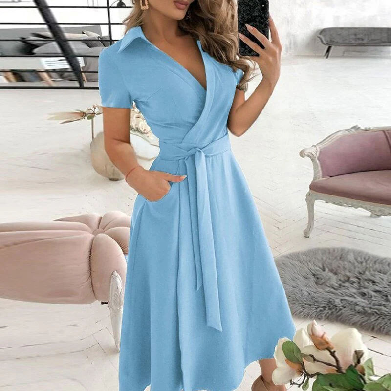 Ivana | Damen Lange Wickelkleid | Midi