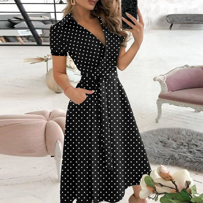 Ivana | Damen Lange Wickelkleid | Midi