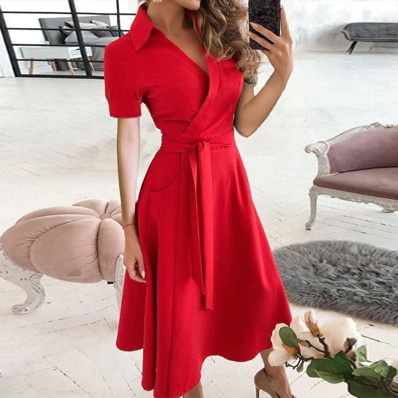 Ivana | Damen Lange Wickelkleid | Midi