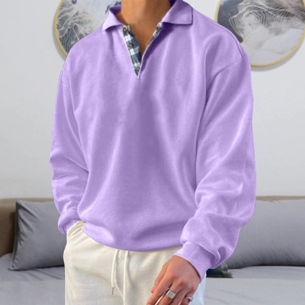 Albert - Sweat à capuche à manches longues et col en V pour homme