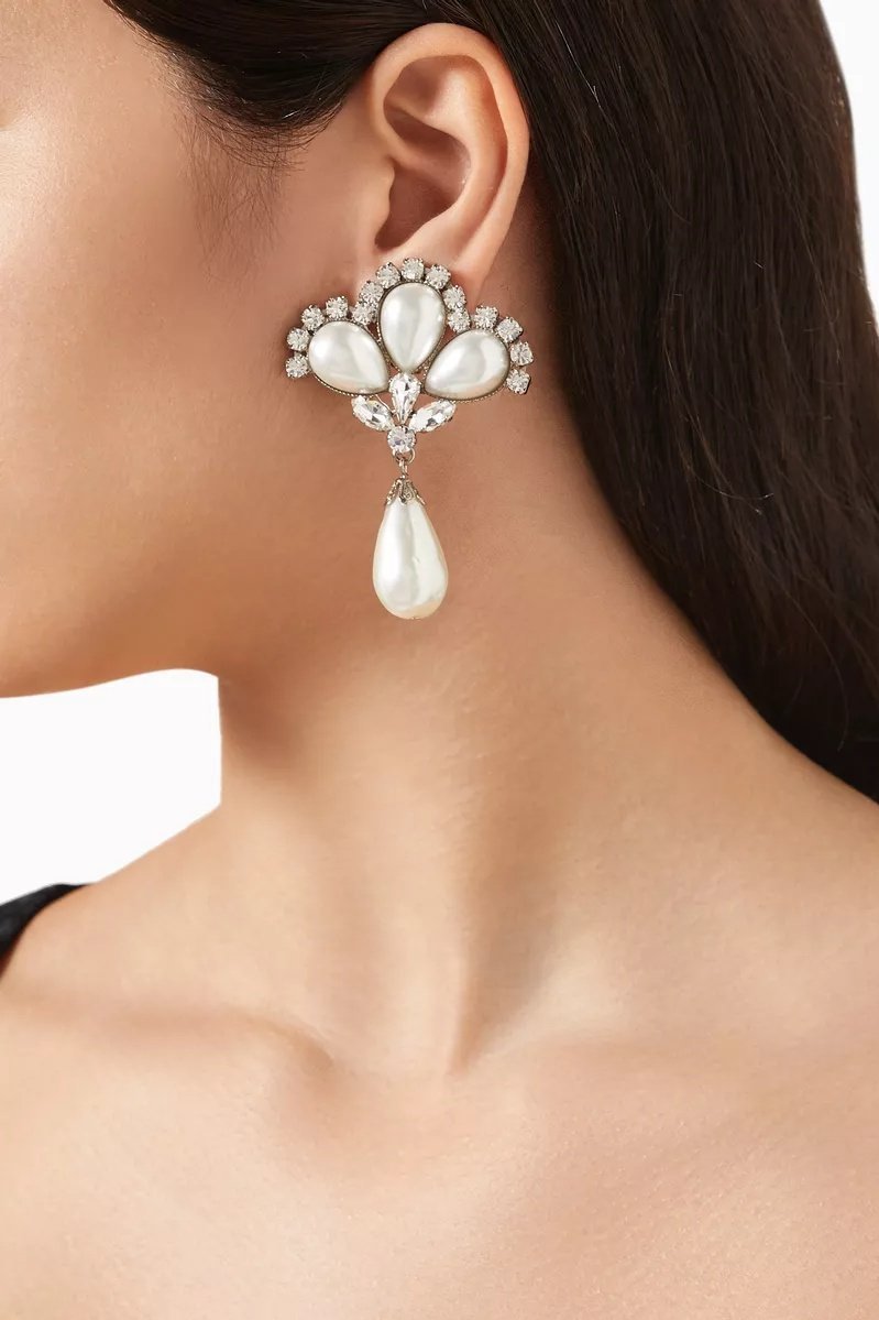 Boucles d'oreilles pendantes Debby avec perles et strass