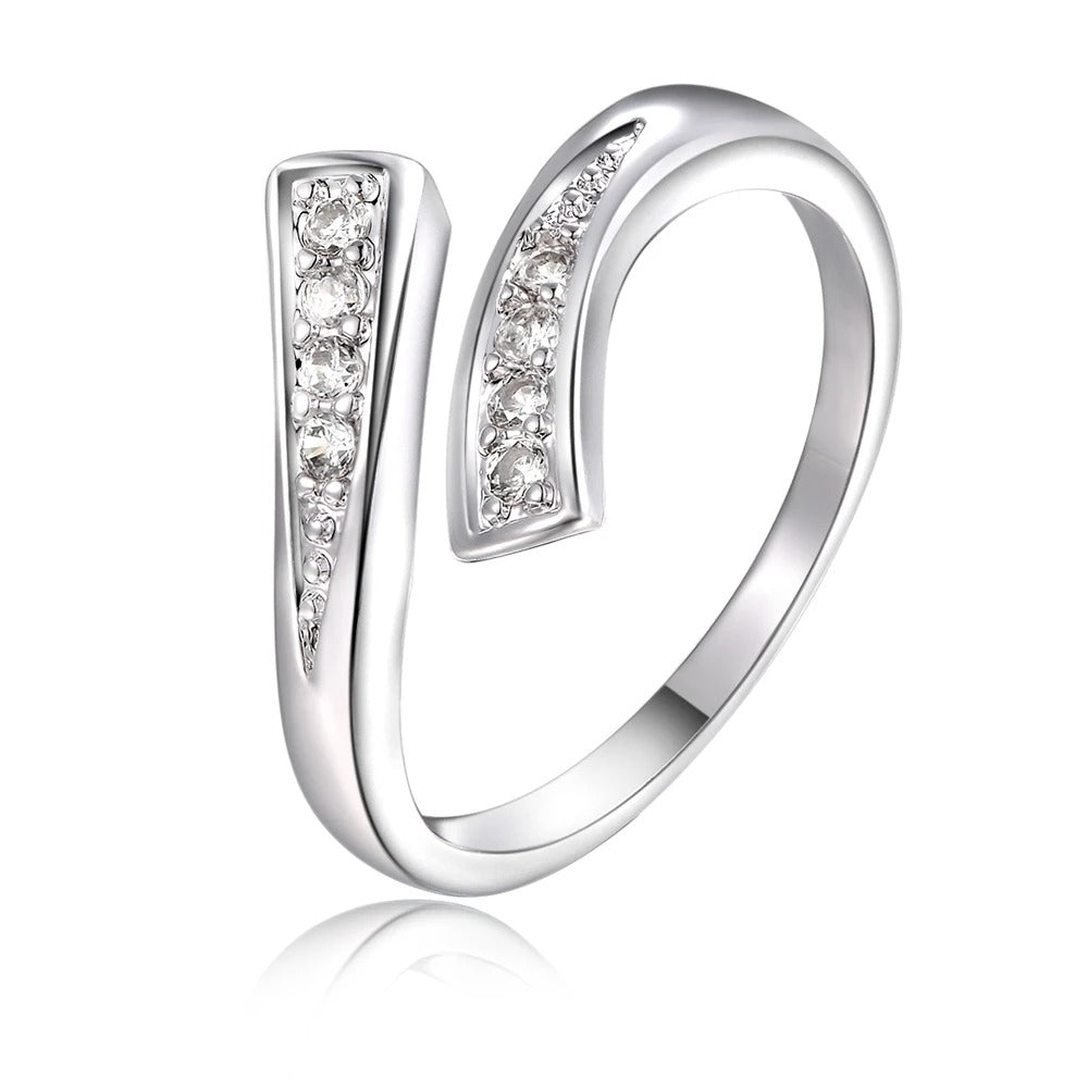 Maya - Bagues ouvertes élégantes en argent avec cristal de montre