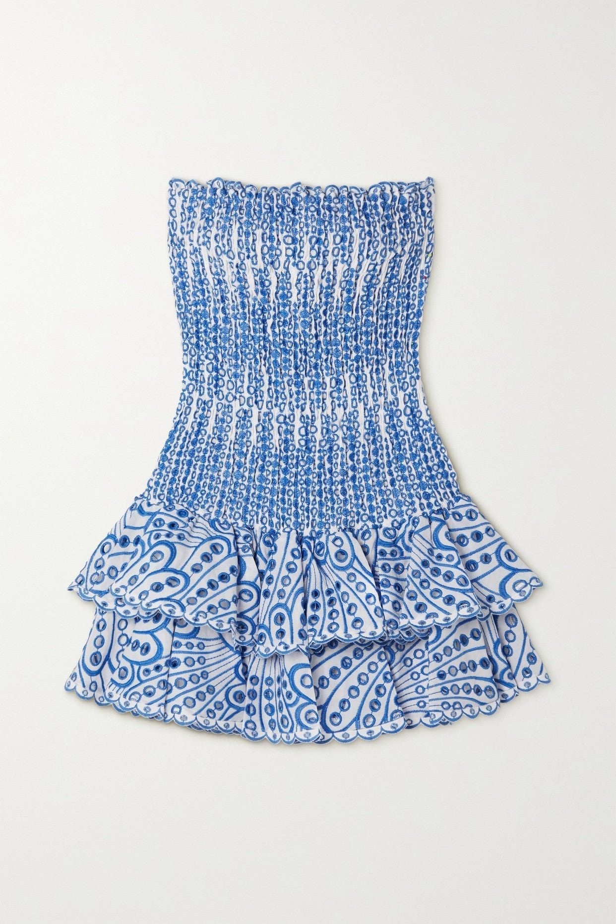 Dolly – Trägerloses, figurbetontes Minikleid mit bestickter Spitze
