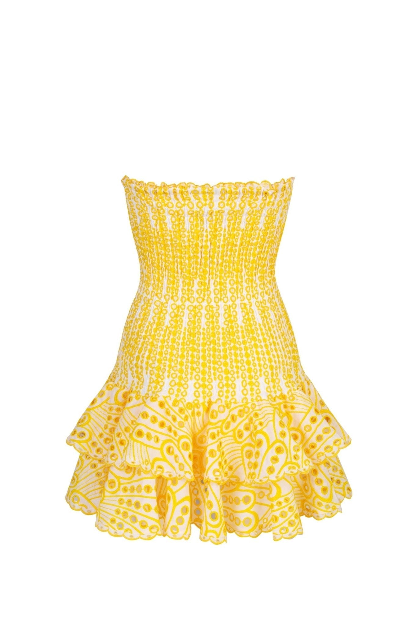 Dolly – Trägerloses, figurbetontes Minikleid mit bestickter Spitze