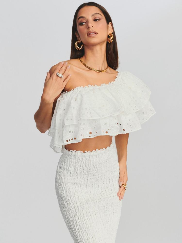 Dolly bestickte Spitzenstufe Ruffle Maxi Kleiderset