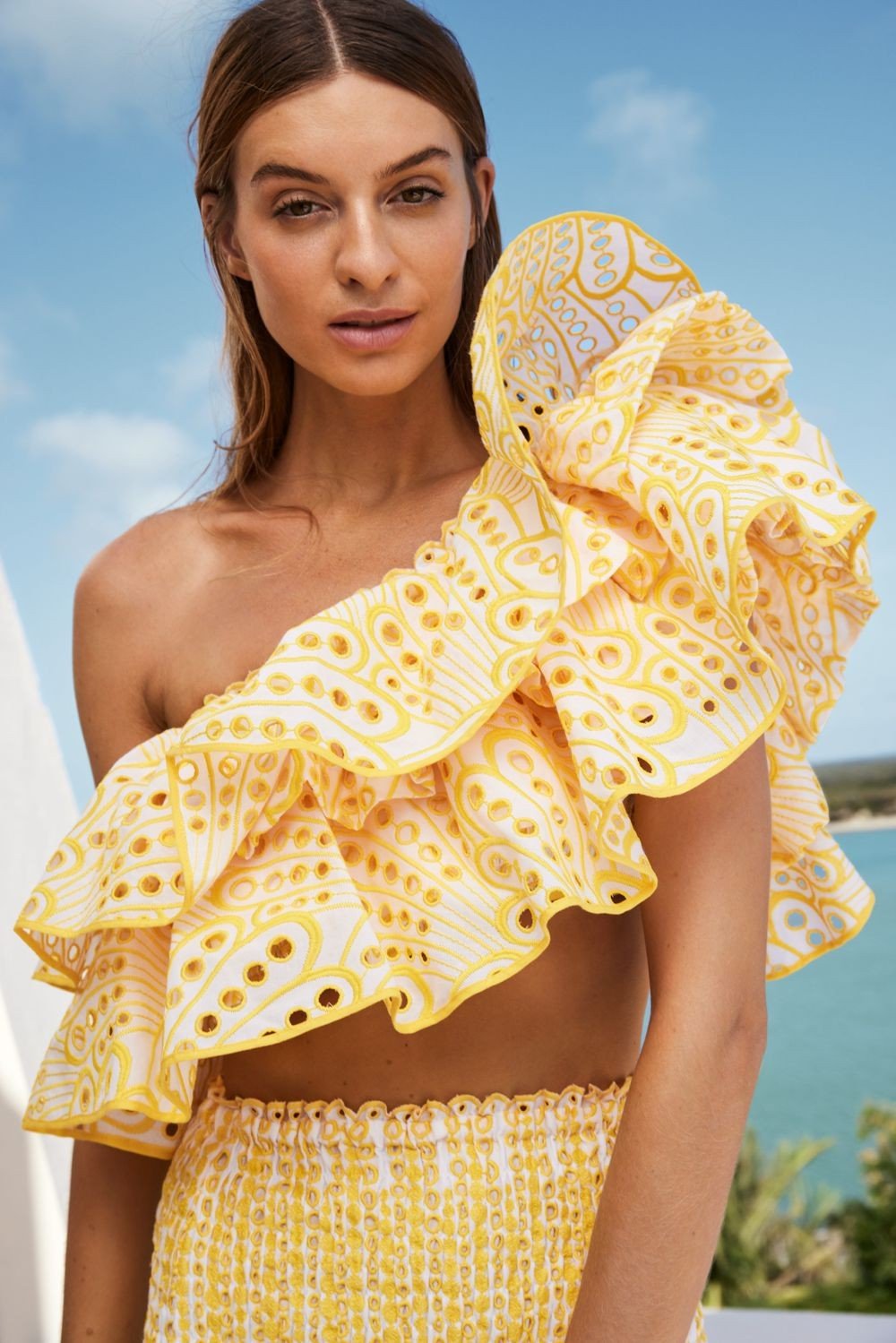 Dolly bestickte Spitzenstufe Ruffle Maxi Kleiderset