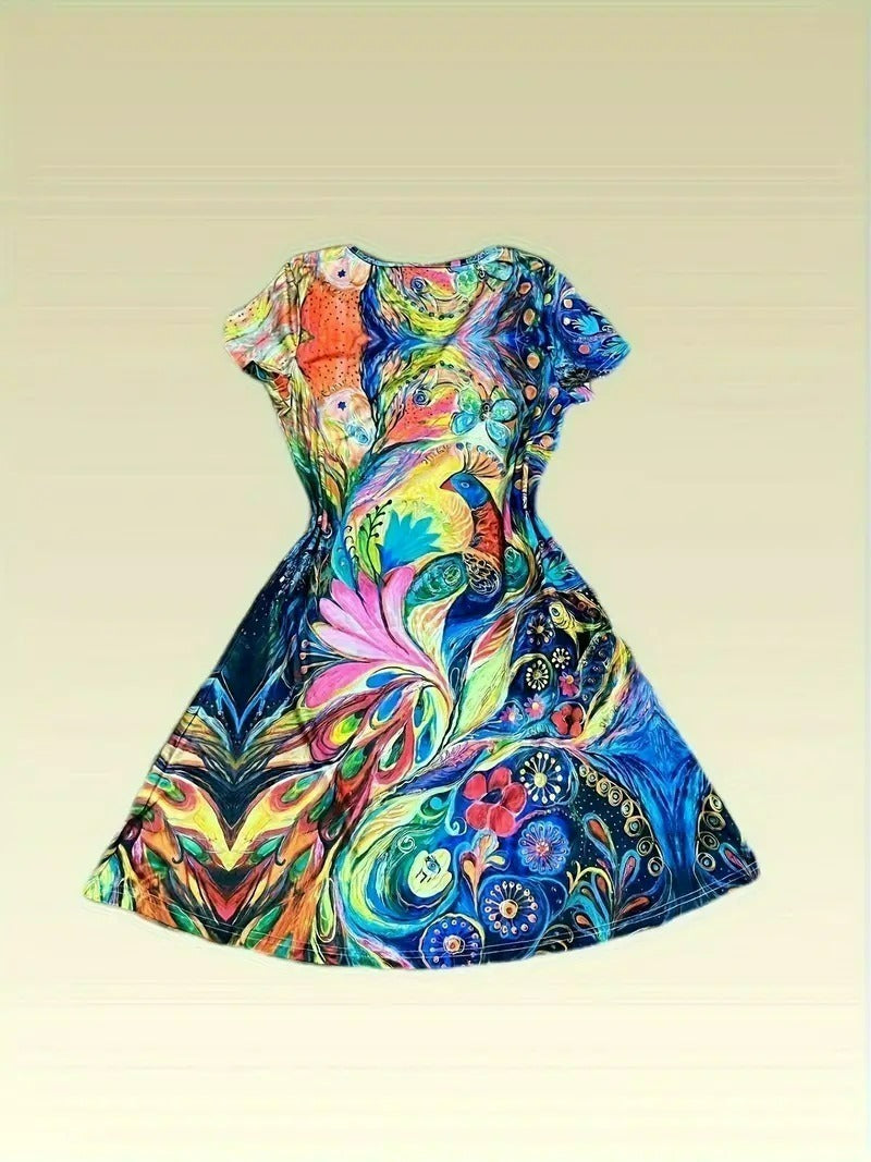 Paloma - Robe à col en V et imprimé all-over