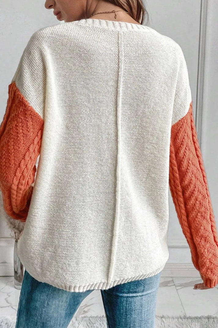 Pull col rond tendance avec blocs de couleurs pour l'hiver