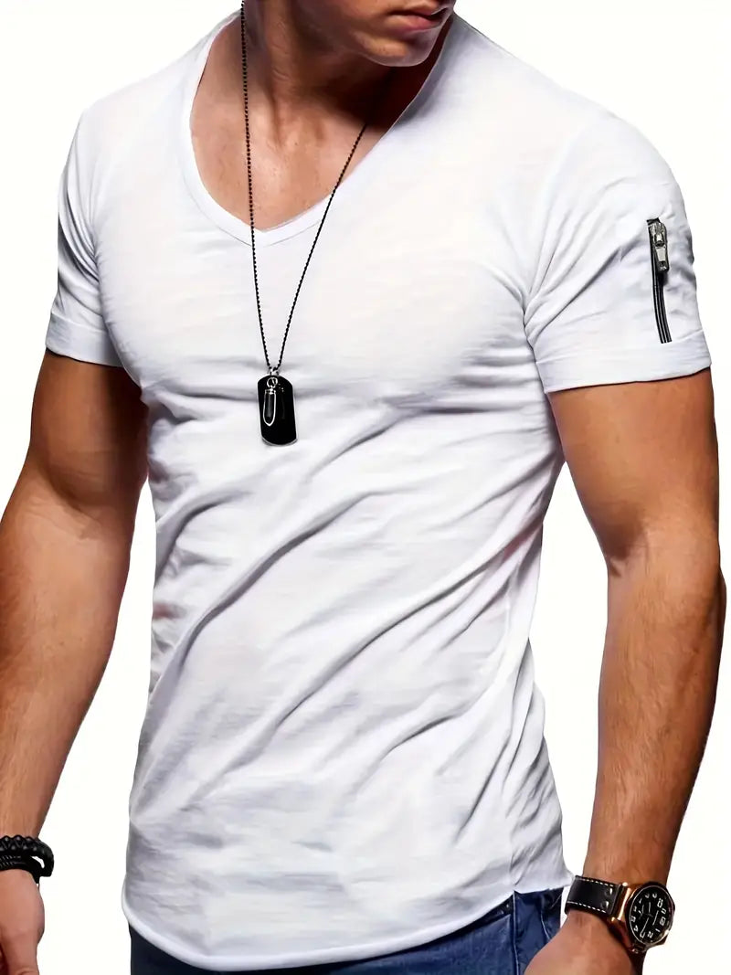 Zephyr – T-shirt décontracté à col en V pour homme