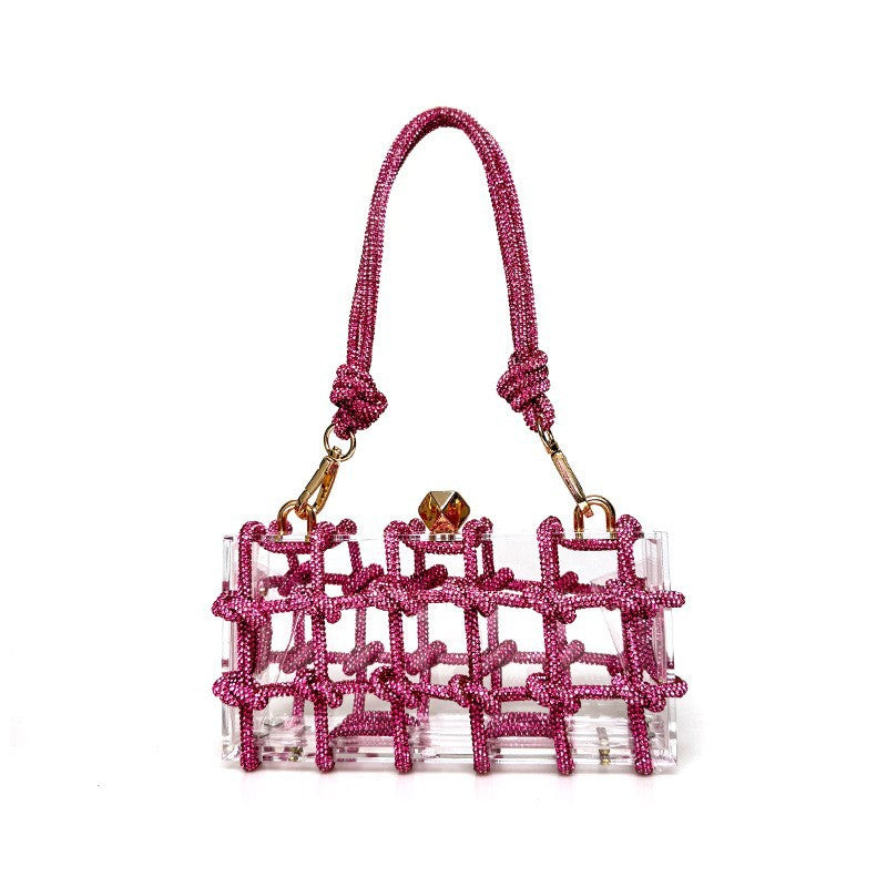 Petit sac carré de banquet en strass brillant Bellachicha