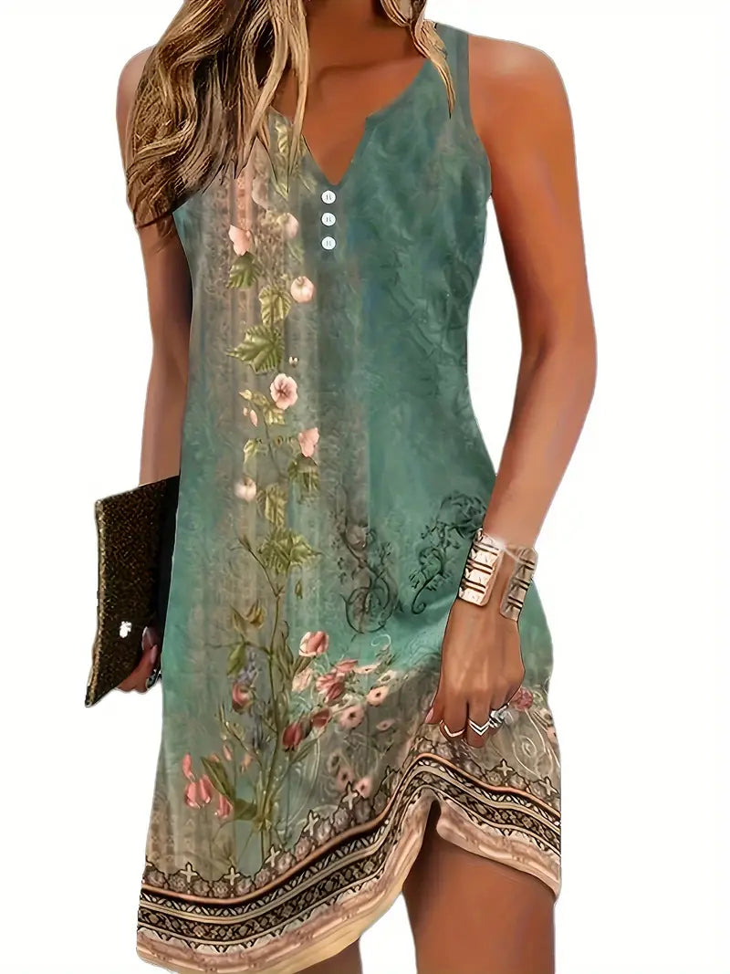 Alicia - Robe d'été sans manches à motif floral