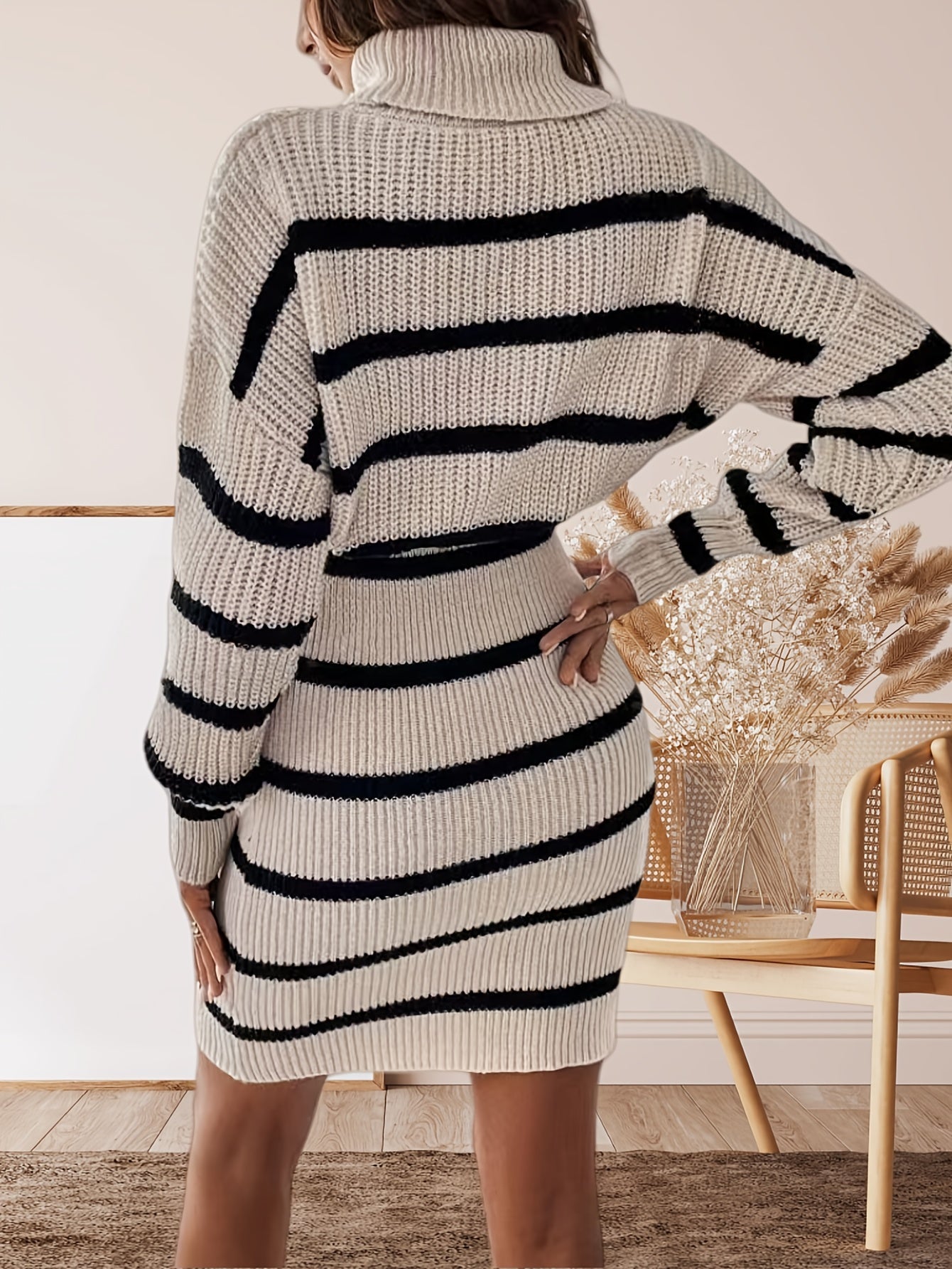 Shayna - Robe col roulé en maille pour femme