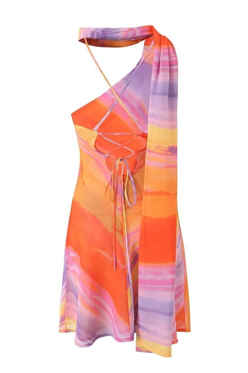 Elena One-Shoulder-Minikleid mit Schnürung