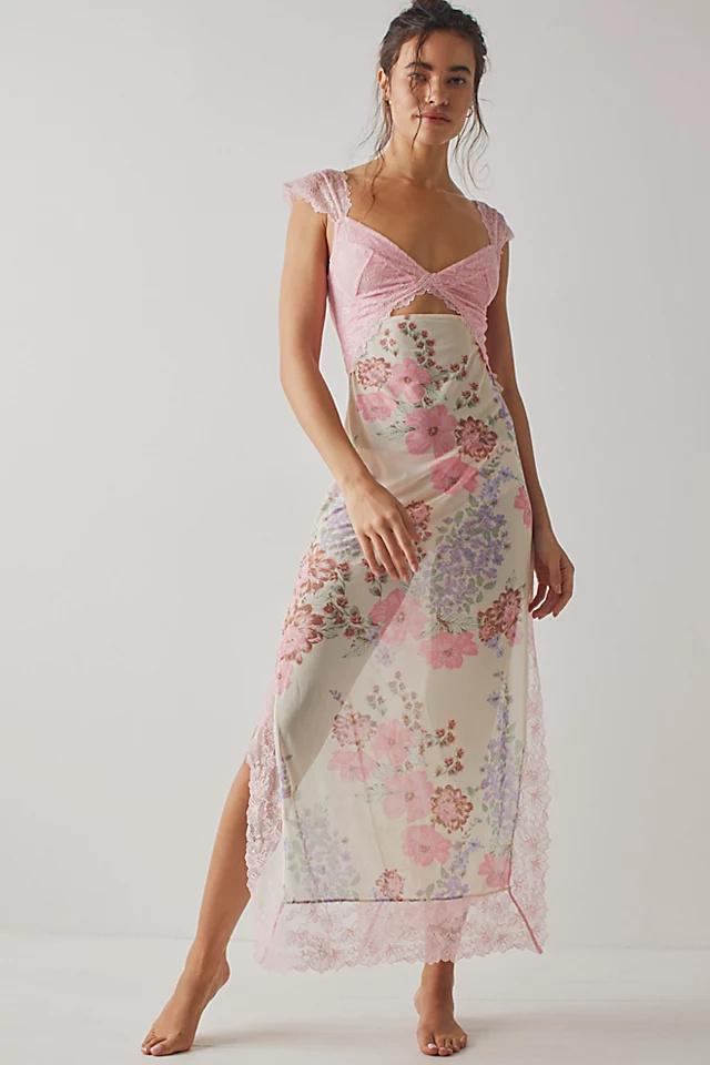 Elma Maxi-Unterkleid aus Netzstoff mit Blumenmuster und Cut-outs