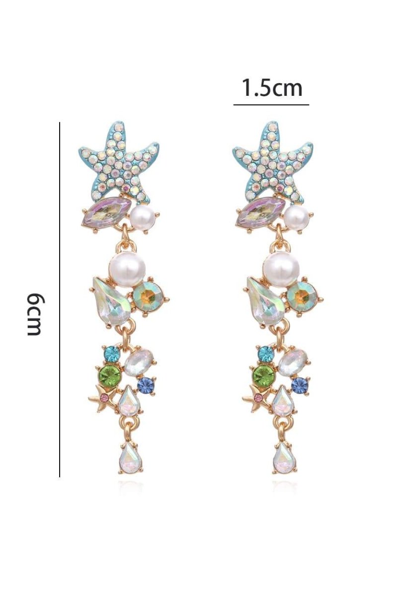 Boucles d'oreilles en perles de cristal émaillées avec motif étoile de mer