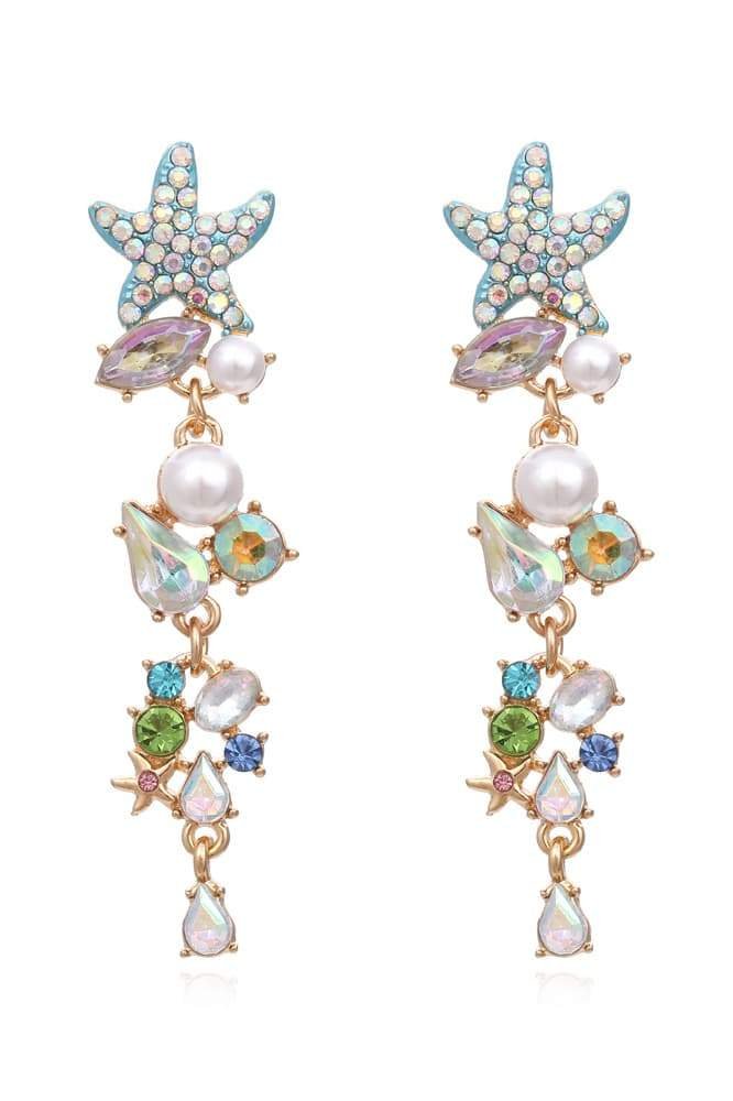 Boucles d'oreilles en perles de cristal émaillées avec motif étoile de mer