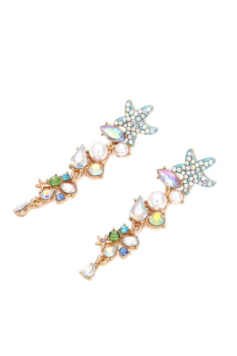 Boucles d'oreilles en perles de cristal émaillées avec motif étoile de mer