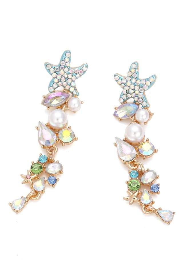 Boucles d'oreilles en perles de cristal émaillées avec motif étoile de mer