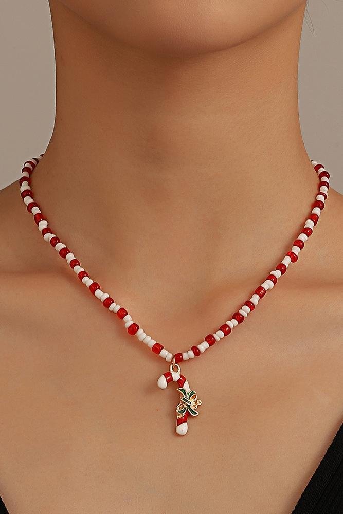 Collier de perles émaillées avec motif de canne à sucre