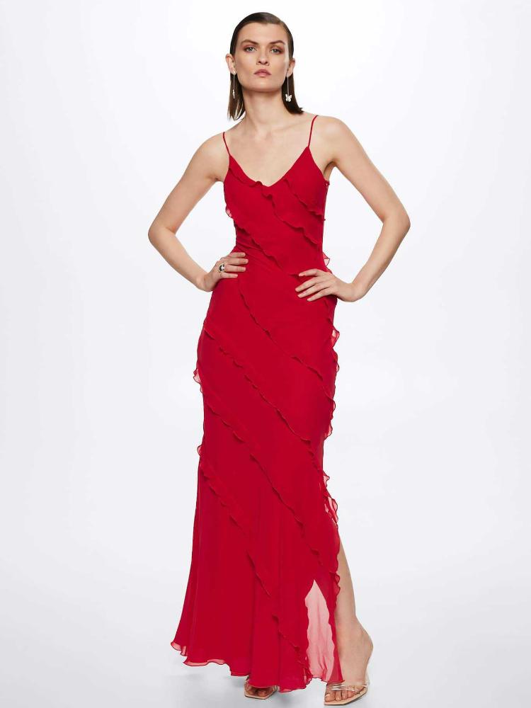 Maxi-Unterkleid aus Chiffon mit Rüschen „Eve“