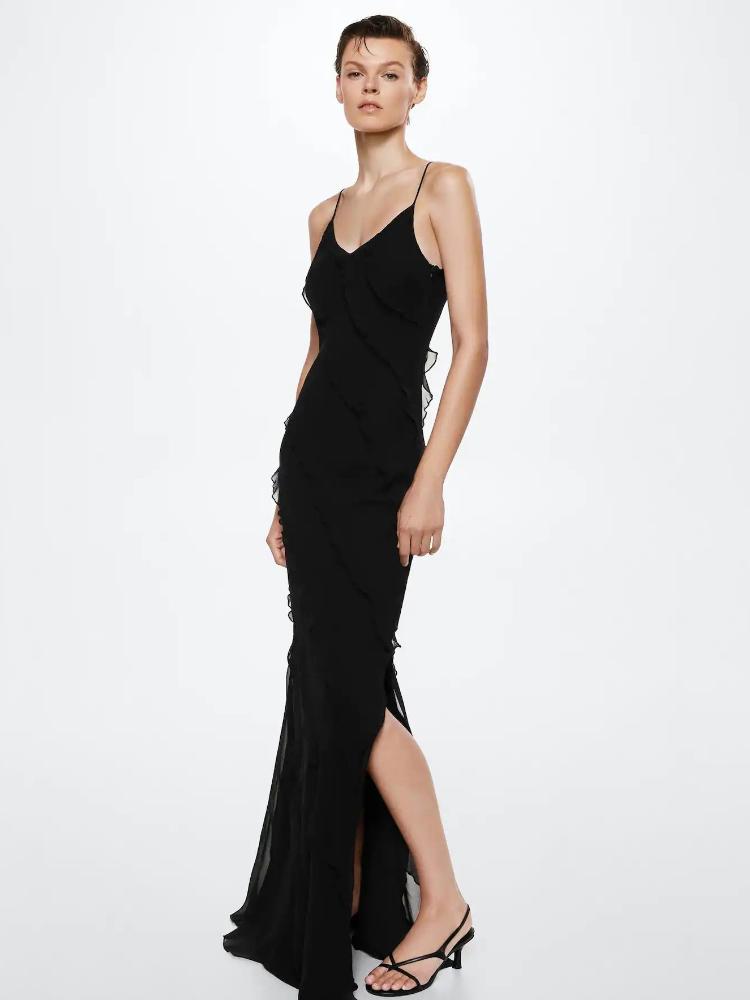 Maxi-Unterkleid aus Chiffon mit Rüschen „Eve“