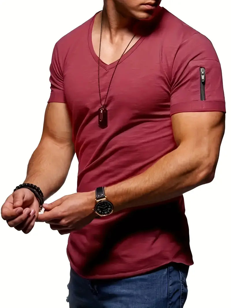 Zephyr – T-shirt décontracté à col en V pour homme