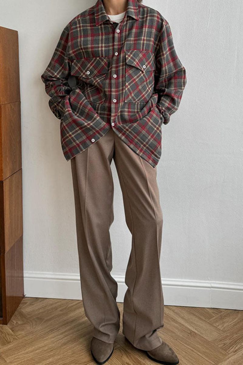 Chemise à carreaux vintage ample et décontractée