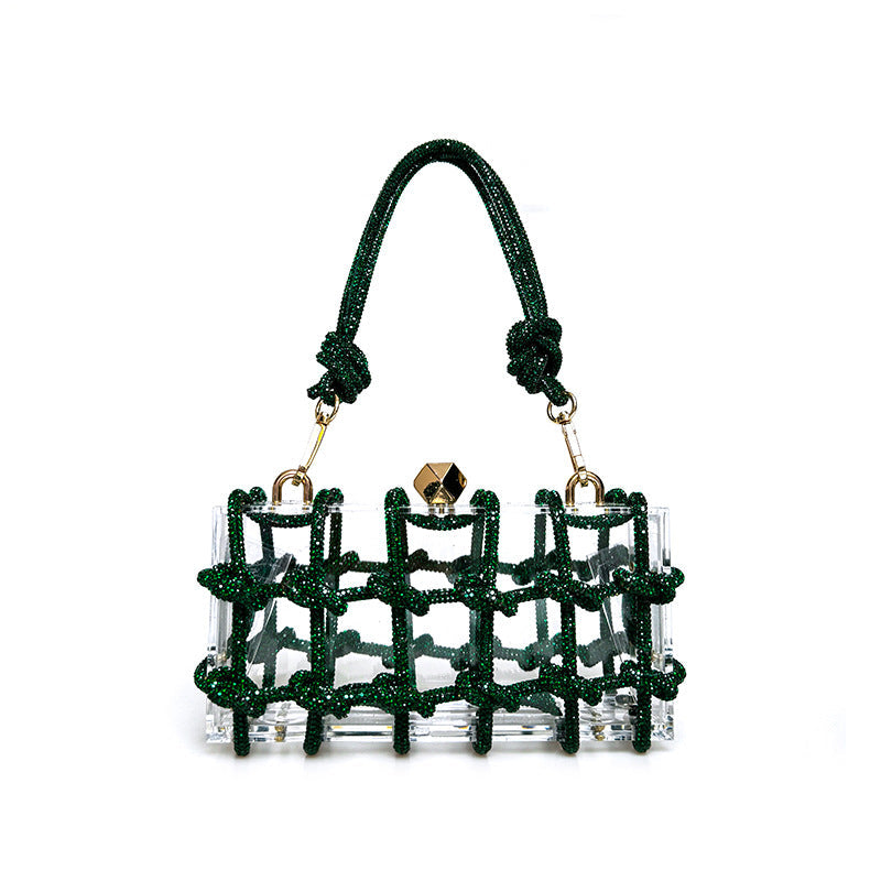 Petit sac carré de banquet en strass brillant Bellachicha